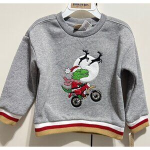 Brooklyn Boys Christmas Dino Dinosaur Santa motorcycle sweatshirt 2T 3T NWT